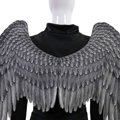 Ochine Angel Wings Costume Halloween Party Cosplay Accessories Black White Feather Wing for Men Women
