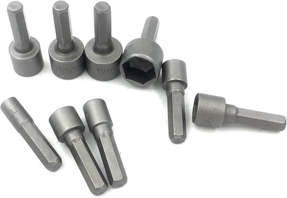 PANOVO 9pcs Power Hand Driver Drill Tools Set 5-13mm Metric Socket Wrench Set Power Nuts Driver Socket 1/4" Hex Shank Drill Bit Set