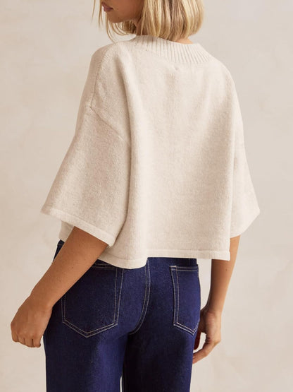 Womens 3/4 Sleeve Cardigan Sweater Button Down Cropped Crewneck Cardigan 2025 Fall Casual Knit Tops