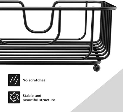 Napkin Holder for Table, Napkin Holders for Paper Napkins, Flat Metal Black Napkin Holders for Kitchen  Dining Table, 6.9" x 6.9" x 2.2" Inside Size (Black)