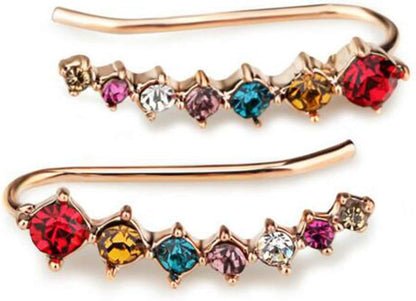 Silver Rose Gold Plated Cubic Zircon Climber Wrap Cuff Earrings