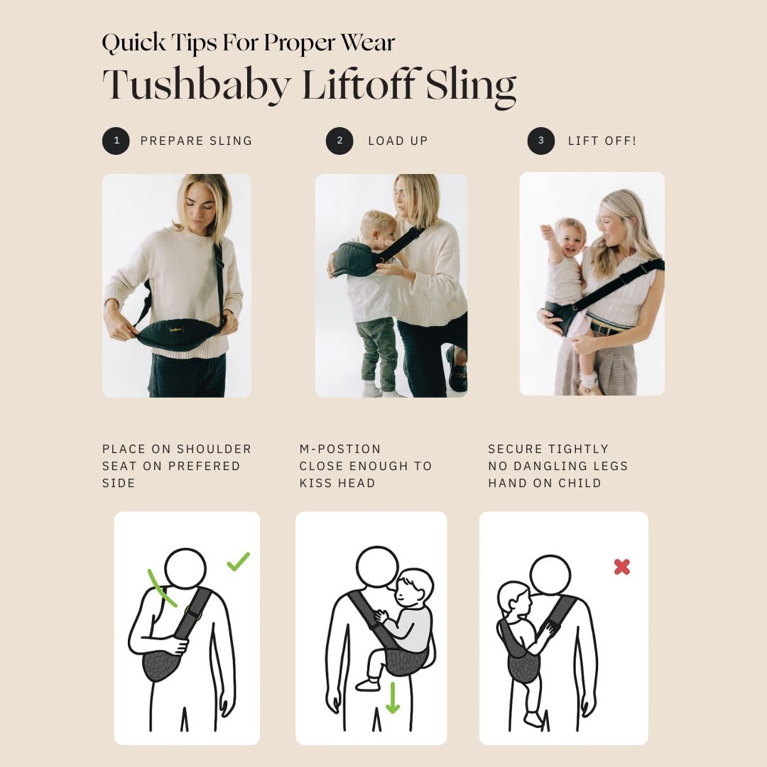 Tushbaby Liftoff Toddler Sling - Minimalist, Easy-On Toddler Carrier for Quick Carrying – Compact, Comfortable, and Stylish with Built-in Phone Pocket & Bottle Holder (Cheetah)