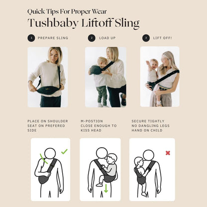 Tushbaby Liftoff Toddler Sling - Minimalist, Easy-On Toddler Carrier for Quick Carrying – Compact, Comfortable, and Stylish with Built-in Phone Pocket & Bottle Holder (Cheetah)