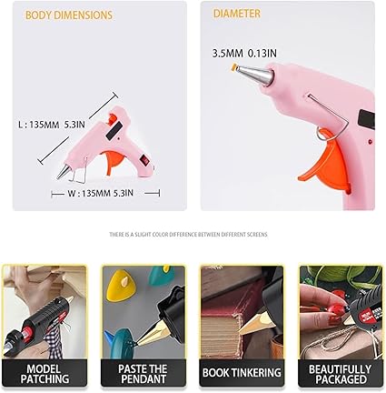 Hot Glue Gun 40W Hot Melt Glue Gun With Switch For 7mm Glue Stick Mini Indusrial Adhesive Hot Gun Electric Heat Temperature Gun Repair Tool for DIY Arts, Crafts and Quick Repairs(White Glue gun)
