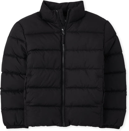 This puffer jacket from The Children's Place is perfect for cold weather with its wind and water-resistant polyester fabric and cozy lining.