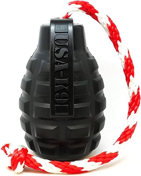 SodaPup USA-K9 Magnum Grenade  Dog Tug Toy, Chew Toy  Treat Dispenser Made in USA from Our Most Durable Non-Toxic, Pet-Safe, Food Safe, Natural Rubber for Strengthening Bond, Exercise,  More