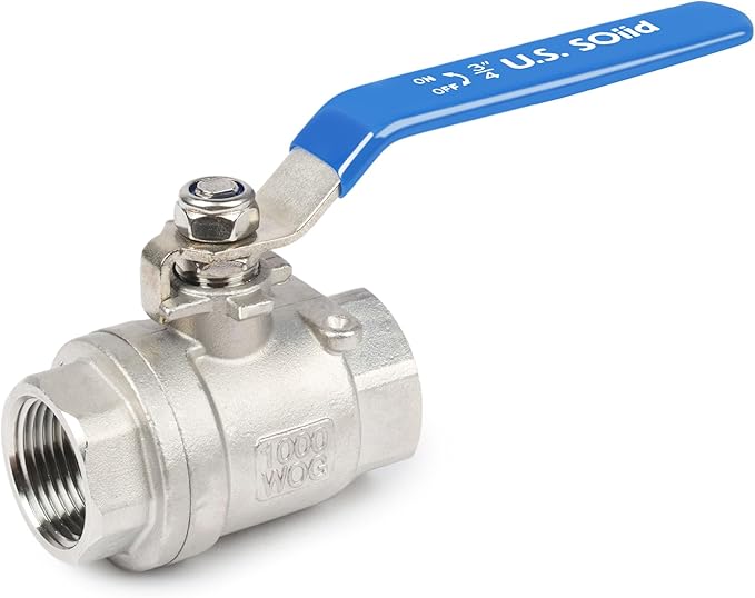 U.S. Solid 34 inch Ball Valve 304 Stainless Steel Female Ball Valve, Full Port