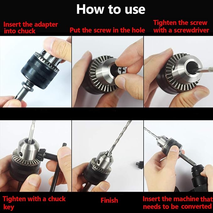 uxcell Drill Chucks, 1/2-20UNF Threaded 3-16mm Capacity with Chuck Key for Electric Impact Corded Cordless Drill