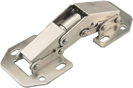2PCS Medium Frameless Cabinet Door Concealed Hinge Silver Cold Rolled Steel 90 Degree Hinge Surface Mount Hinge for Cabinet and Bookcase