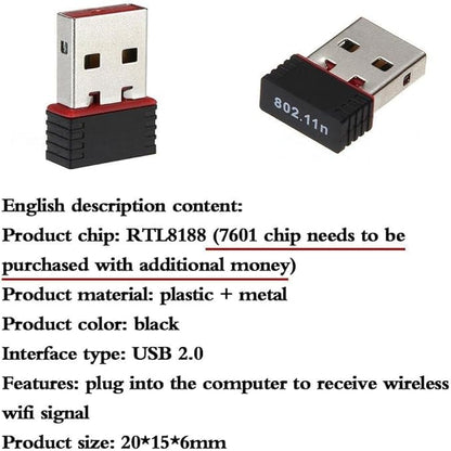 2 pcs Black 150Mbps USB and USB 2.0 WiFi Adapter Free Driver Wireless 802.11n Mini Wireless Compatible with IEEE 802.11n,IEEE 802.11g,IEEE 802.11b Standard 150M Network LAN Card Network Adapters