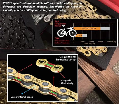 DJC Bike Chain 6 7 8 Speed for Road Bike MTB Mountain with Quick Link YBN for Shimano Sram System and KMC