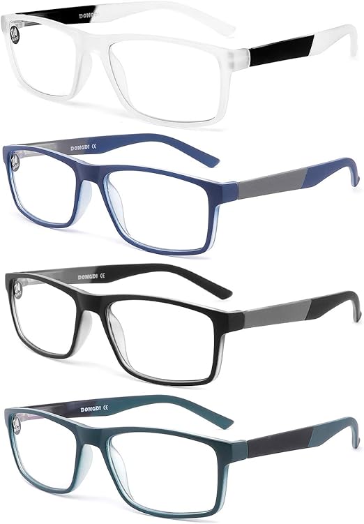 DONGDI Blue Light Blocking Reading Glasses 4 Pack Computer Readers for Women Men,Anti Glare UV Ray Filter Eyeglasses+4.00