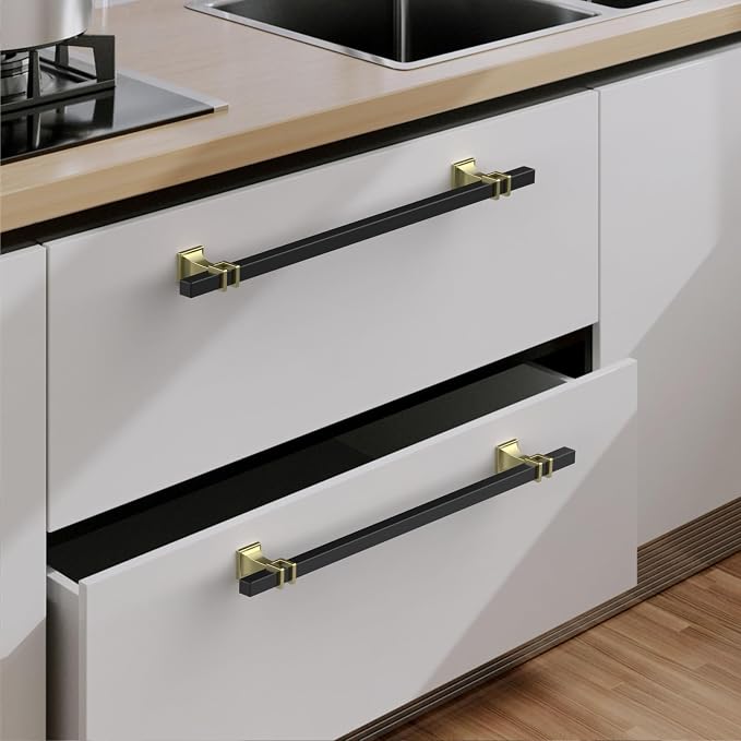 9BUILD 5 Pack 9 Inch Cabinet Pulls Matte Black Kitchen Cabinet Handles Cabinet Hardware Kitchen Handles for Cabinets Black Pulls T Bar Drawer Handle