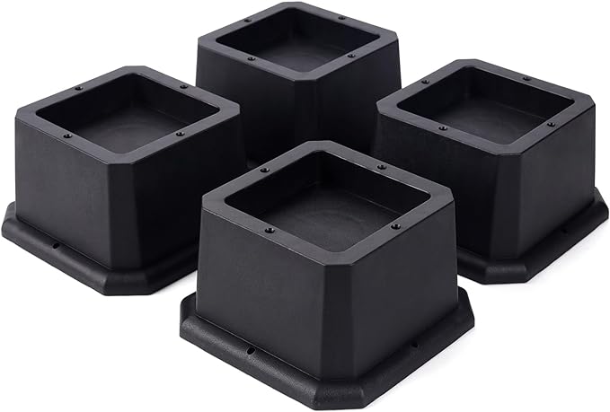 BTSD-home Furniture Risers 2 Inch Bed Risers Heavy Duty Adjustable Dorm Bed Lifts Risers Table Desk Chair Leg Extenders 4 Pack Black