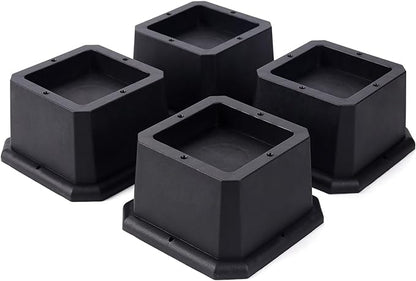 BTSD-home Furniture Risers 2 Inch Bed Risers Heavy Duty Adjustable Dorm Bed Lifts Risers Table Desk Chair Leg Extenders 4 Pack Black