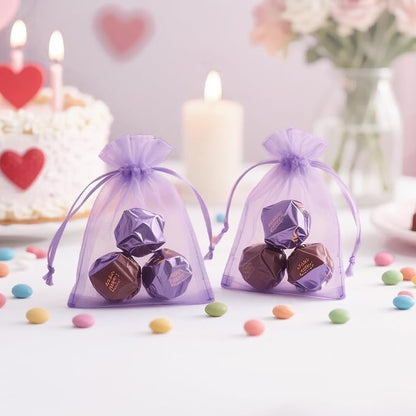 joycraft Organza Bags 2.7x3.5 inch - Light Purple Drawstring Gift Packaging Pouch with Breathable Mesh for Wedding Favors, Jewelry Dis ( 50 )play, Candy Bags | Reusable Craft Supplies, Small Business