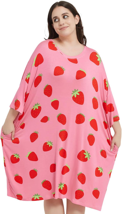 Soft, cozy plus-size nightgowns with roomy sizing, pockets, and flattering knee-length design for lounging and sleeping.