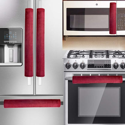 OUGAR8 Refrigerator Door Handle Covers,Keep Your Kitchen Appliance Clean from Smudges, Fingertips, Drips, Food Stains, Perfect for Dishwashers (5pcs,Burgundy)