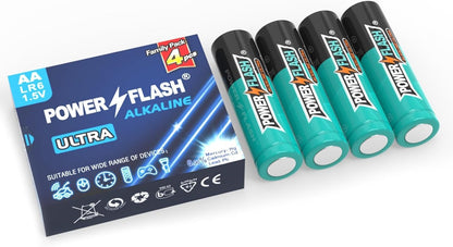 4 Count AA Batteries, with Long-Lasting Power, Leakproof Design, 10 Years Shelf Life, Alkaline AA Battery for Household and Office Devices