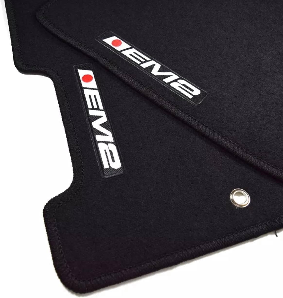 Black Floor Mats with EM2 Logo Compatible with Honda Civic 2001 2002 2003 2004 2005 5 Pieces