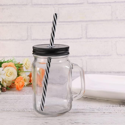 Cabilock Glass Juice Bottles Glass Tea Cups Mason Drinking Cups York- Shire Mason Jar Glass Drink Bottles Glass Water Bottles Canning Jar Mason Jar Cups Straws Juice Cup Summer Jug Lovers