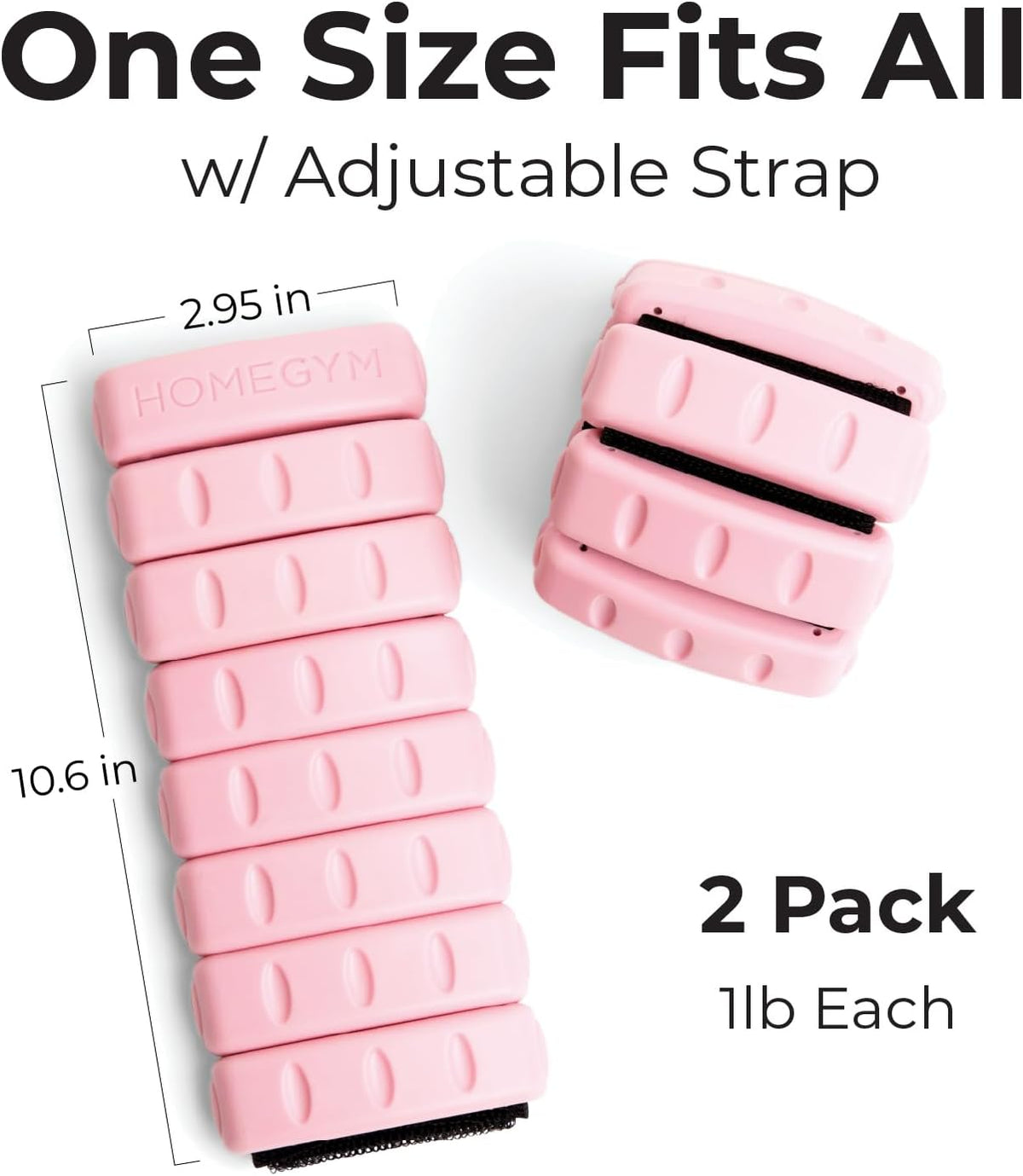 Home Gym Weights for Women - Pink - Set of 2 (1lb), Adjustable Wearable Ankle and Wrist Weights, Yoga, Dance, Barre, Pilates, Cardio, Aerobics, Walking