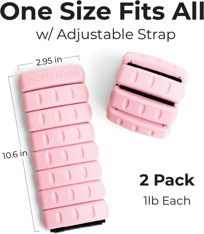 Home Gym Weights for Women - Pink - Set of 2 (1lb), Adjustable Wearable Ankle and Wrist Weights, Yoga, Dance, Barre, Pilates, Cardio, Aerobics, Walking