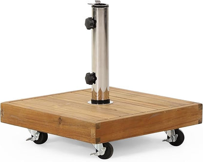 Durable Square Umbrella Stand - Fashionable Teak Appearance, Essential for Every Outdoor Living Space