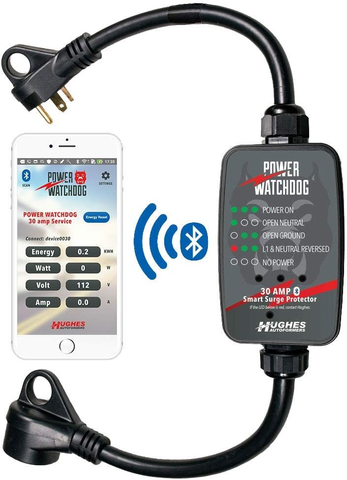 Power Watchdog PWD30 Bluetooth Surge Protector, 30A, Portable, 14 Inch Portable 14-inch design with Bluetooth connectivity for reliable on-the-go RV surge protection.