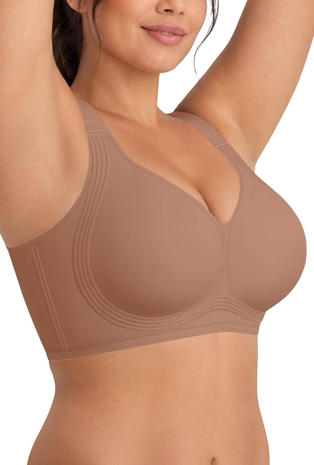 OEAK Womens Wireless Jelly Bra Plus Size Supportive Seamless Bras Full Coverage Push Up Comfortable No Underwire Tshirt Bras ( Size L )