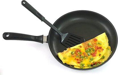 TrueCraftware- 12" Slotted Turner High-Heat Nylon & Polypropylene Handle Black Color-Cooking Spatulas Kitchen Spatulas High Heat Resistant Cooking Utensils Ideal Cookware for Fish Eggs Pancake