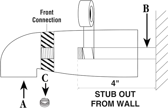 Danco, Inc. 80764 Spout, Front, Metal, Chrome, for Use with 12 in, 34 in IPS Connection and TubShower Faucet Brands