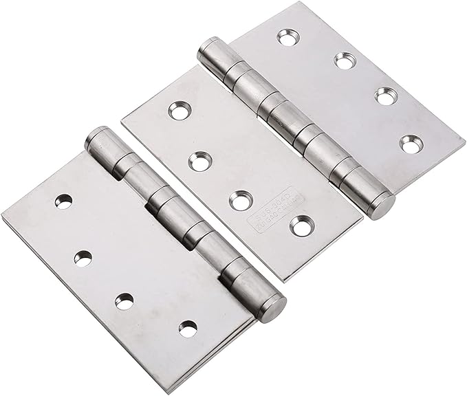 UHPPOTE Stainless Steel Door Hinges 4inches x 4inches with Soft Close Ball Bearing - Squared Conners - Brushed Finish (Pack of 2)