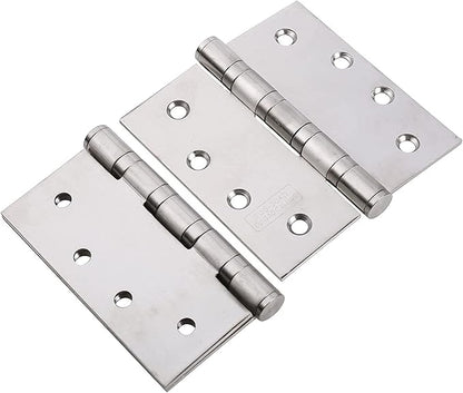 UHPPOTE Stainless Steel Door Hinges 4inches x 4inches with Soft Close Ball Bearing - Squared Conners - Brushed Finish (Pack of 2)