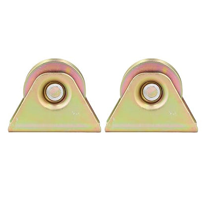2Pcs Groove Pulley Wheel V Type Wall Mounted Alloy Steel Rope Blocks Rollers 48mm
