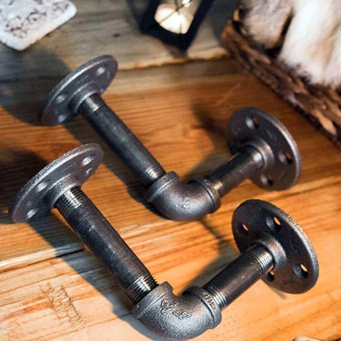 JHSLXD Industrial Style Water Pipe Bookshelf Creative Metal Wrought Iron Shelf Support Decorative Bracket,B Style