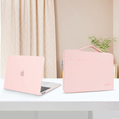 MOSISO Compatible with MacBook Pro 13 inch Case M2 2025, 2024, 2023-2016 A2338 M1 A2251 A2289 A2159 A1989 A1708 A1706, Plastic Hard Case&Bag&Keyboard Skin&Webcam Cover&Screen Protector, Chalk Pink