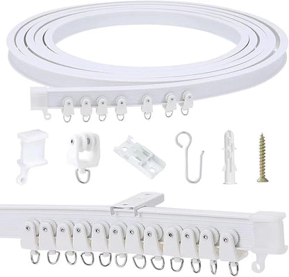 Flexible Bendable Ceiling Curtain Track, 5m (16.4ft), Ceiling Mount, for Curtain Track with Track Curtain System, RV Curtain Spacer, Curtain Ceiling Track, white