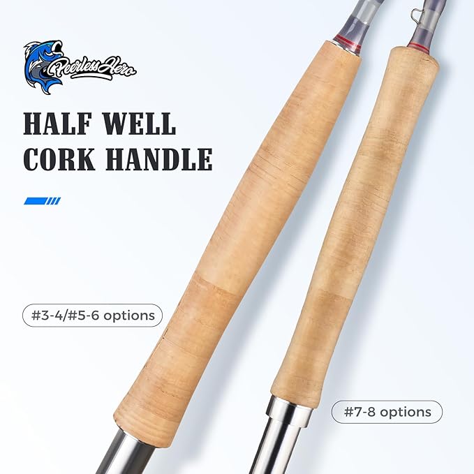 Fly Fishing Rod 4-Piece 8 Feet with IM6 Carbon Blank, Hard Chromed Guides, A Cork Grip