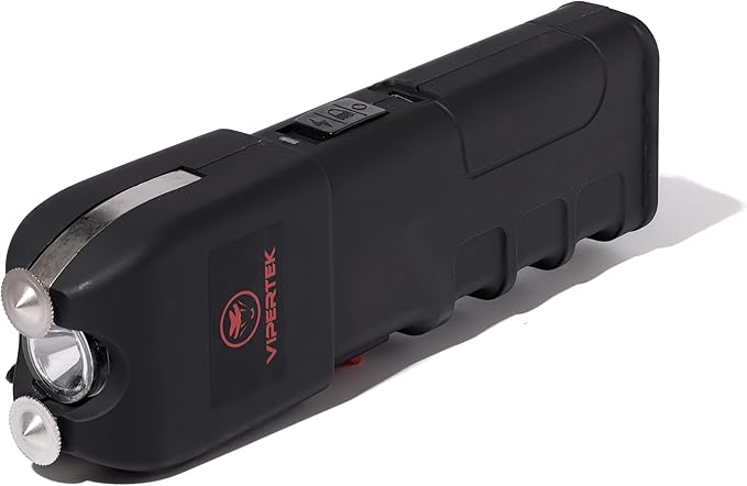 VIPERTEK VTS-989 Stun Gun for Self Defense Rechargeable with LED Flashlight