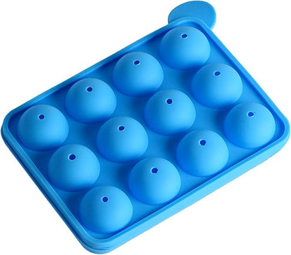 Silicone Bake Molds 12 Hole Silicone Cake Pop Mold Ball Shaped Die Mold Silicone Lollipop Chocolate Cake Ice Tray Stick Tool 1Set