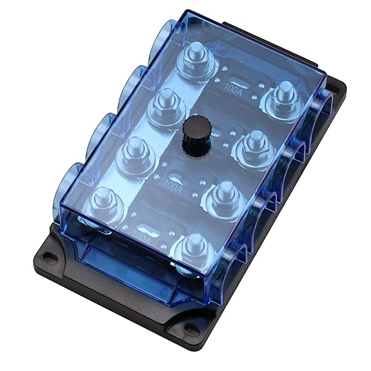 4 Way MEGAAMG Fuse Holder 100A, Bolt Down Fuse M8 516" (4 Pack 100A Fuse  4 Way Fuse Holder)
