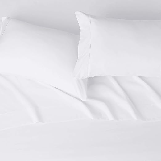 Basics - 4 Piece Microfiber Lightweight Wrinkle-free Bed Sheet Set, Super Soft Easy Care, 14'' Deep Pockets, Queen, Bright White, Solid