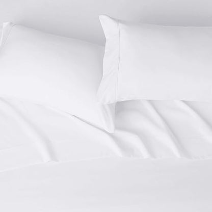 Basics - 4 Piece Microfiber Lightweight Wrinkle-free Bed Sheet Set, Super Soft Easy Care, 14'' Deep Pockets, Queen, Bright White, Solid
