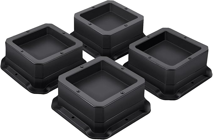 Furniture Risers 1 Inch,Bed Risers Heavy Duty,Desk Risers for Chair and Table Legs Elevation ,Bed Lifts Risers (4 Pack, Black)
