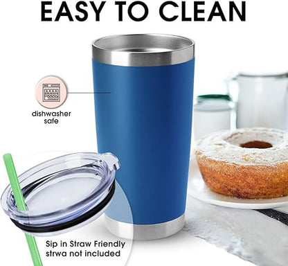 HASLE OUTFITTERS 20oz Tumblers Stainless Steel Mugs with Lid Double Wall Vacuum Insulated Coffee Cups for Cold  Hot Drinks (20oz-Dark Blue, 1 Pack)