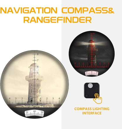 Hooway 7x50 Waterproof Fogproof Military Marine Binoculars wInternal Rangefinder  Compass for Navigation,Boating,Fishing,and More