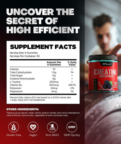 DRalot Creatine Monohydrate Raspberry Gummies 120 Gummies