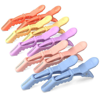FRAMAR Pastel Alligator Hair Clips 5 Pack - Professional Styling Clips for Hair, Salon Quality Plastic Alligator Clips
