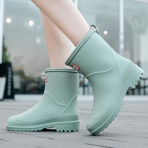 Nutropa Mid Calf Rain Boots for Women,Waterproof Garden Shoes Anti-Slip Rainboots,Outdoor Work Rain Shoes
